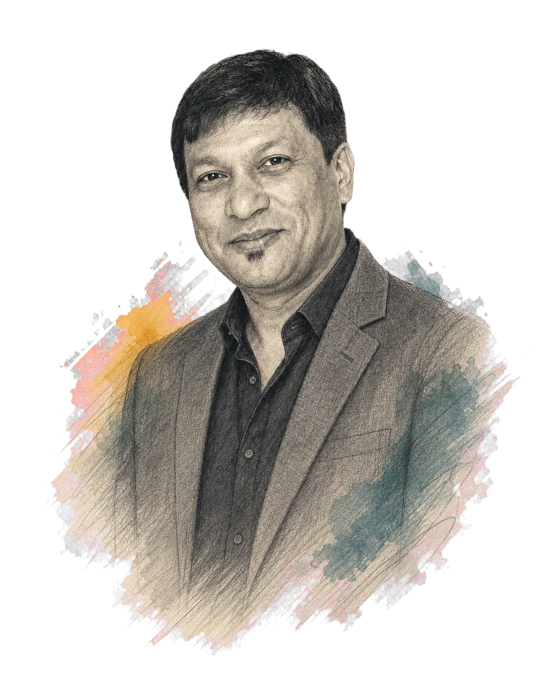 Graphite and watercolor portrait of Kunal Prasad